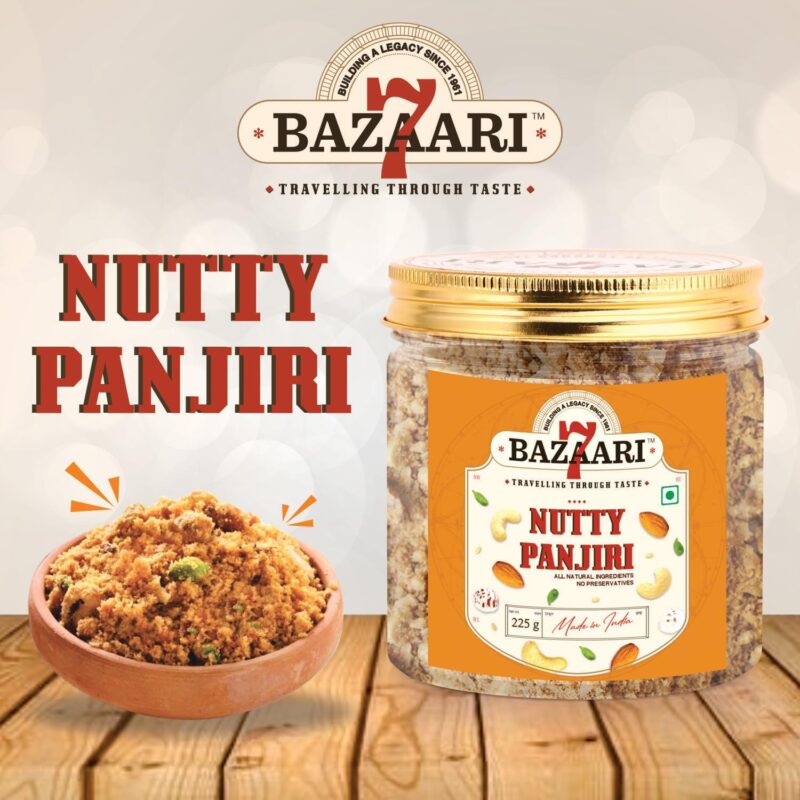 7 BAZAARI Best of 7B Diwali Gift Hamper - Nutty Panjiri, Sweet Nutty Ladoo (6 Pieces), Bhujia Nuts, Paan Kishmish, Assorted Stuffed Dates, - Premium Gift Set | Perfect Festive Gift Box for All Occasions, Celebrations, and Special Moments | Indian Sweets, Healthy Snacks, and Delicacies