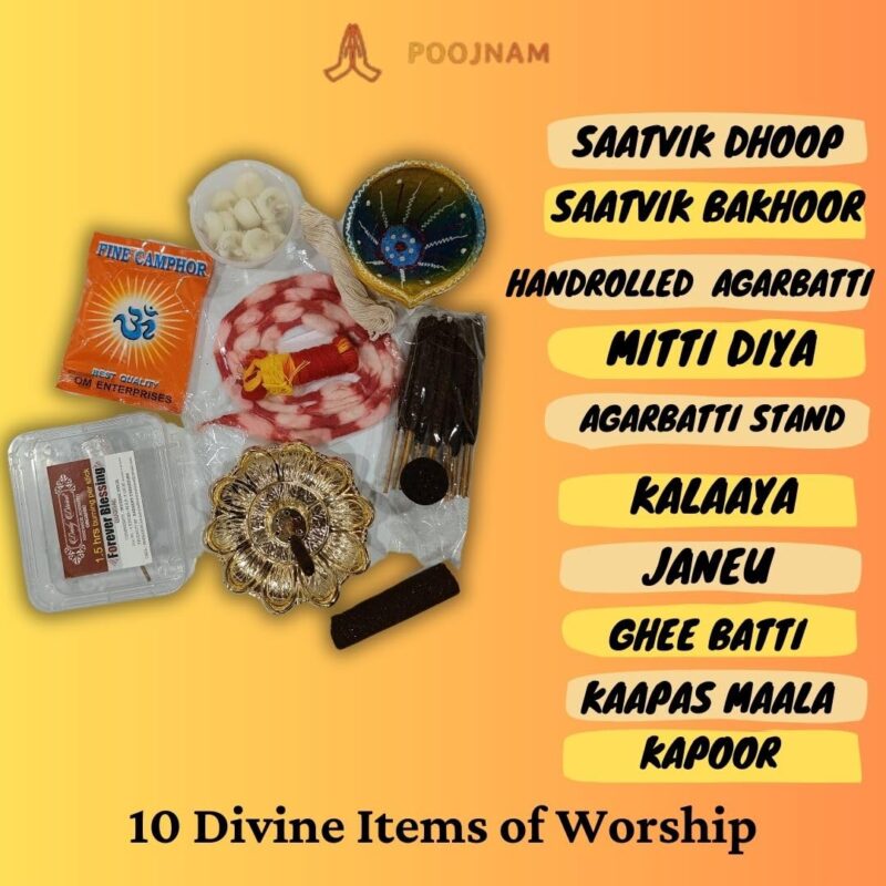 Poojnam Diwali Laxmi Pujan Premium Puja Samagri Kit - 47 Holy Essentials for Auspicious Diwali Celebration | Traditional Pooja Essentials