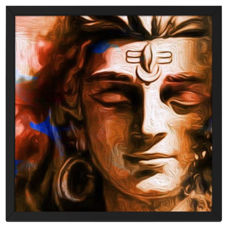 Ritwika's Multicolored Modern Art Shiva Meditation Painting Engineered Wood Black Frame, Size 13.5 X 13.5 Inch, Set of 1