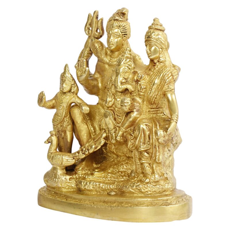 Artvarko™ Brass Lord Shiva Parvati Kartikeya and Ganesha Murti Shiv Family Parivar Idol Statue for Home Décor Mandir Temple Gift Showpiece 6 Inches Height