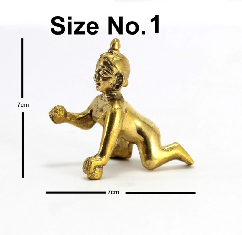 StonKraft - Brass Laddoo Gopal Baby Krishna Murti Idol Statue Sculpture (5.5 cm)