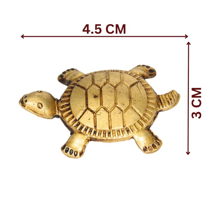 Anciently Feng Shui Tortoise for Good Luck | Brass Tortoise with Plate, Small Size, Brass, Gold Colour, 1 Set