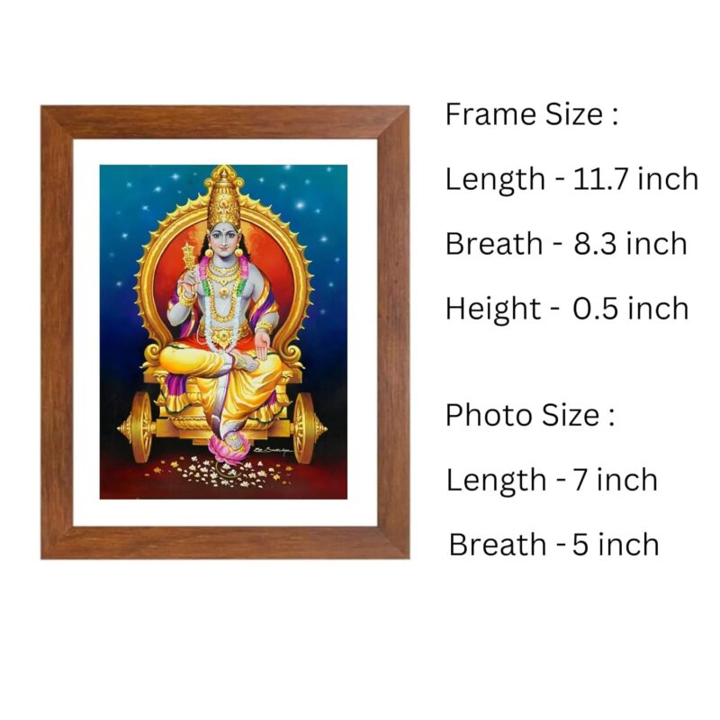 Colored Photo of Surya Dev - Hindu Sun God | Spiritual Wall Art for Home & Temple | Divine Blessings & Energy |