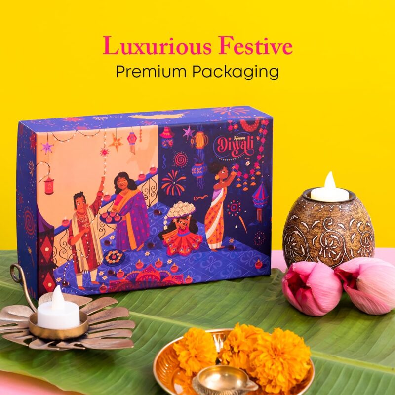 The Flavour Republic Festive Treat Hamper | Premium Diwali Gift Hamper | Bhai Dooj Hamper | Assortment of Pista Badam Biscuits, Gulab Naan Khatai, and Crispy Brownie Thins Chocochip | Ideal for Family, Friends, and Corporate Gifting