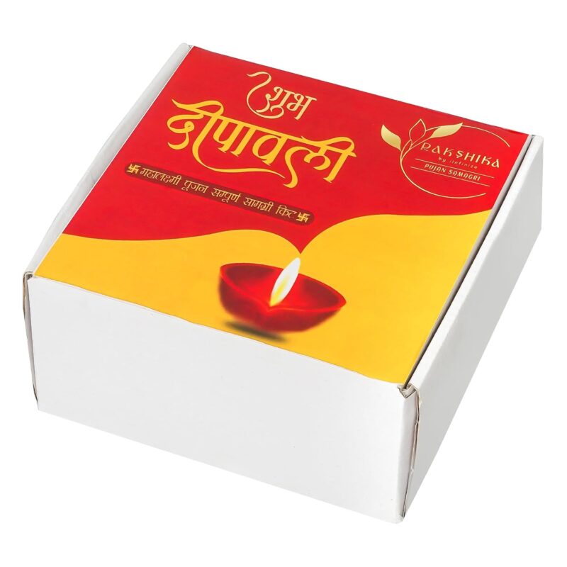 iinfinize Diwali Pooja Samagri Kits Mahalaxmi-Ganesh Puja Kit for Home and Office Sampurna Pujan Samagri Set 71 Puja Items for Special Festivals Premium Diwali Gift Hamper (71, Square)