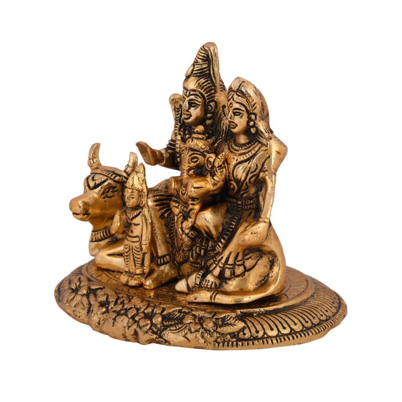 Collectible India Handcrafted Shiva Parvati Ganesh Idol Shiv Parivar Murti Statue Sculpture - Lord Shiva Idols Family Sitting On Nandi Showpiece Figurine for Home Office Temple Mandir Decoration Gift