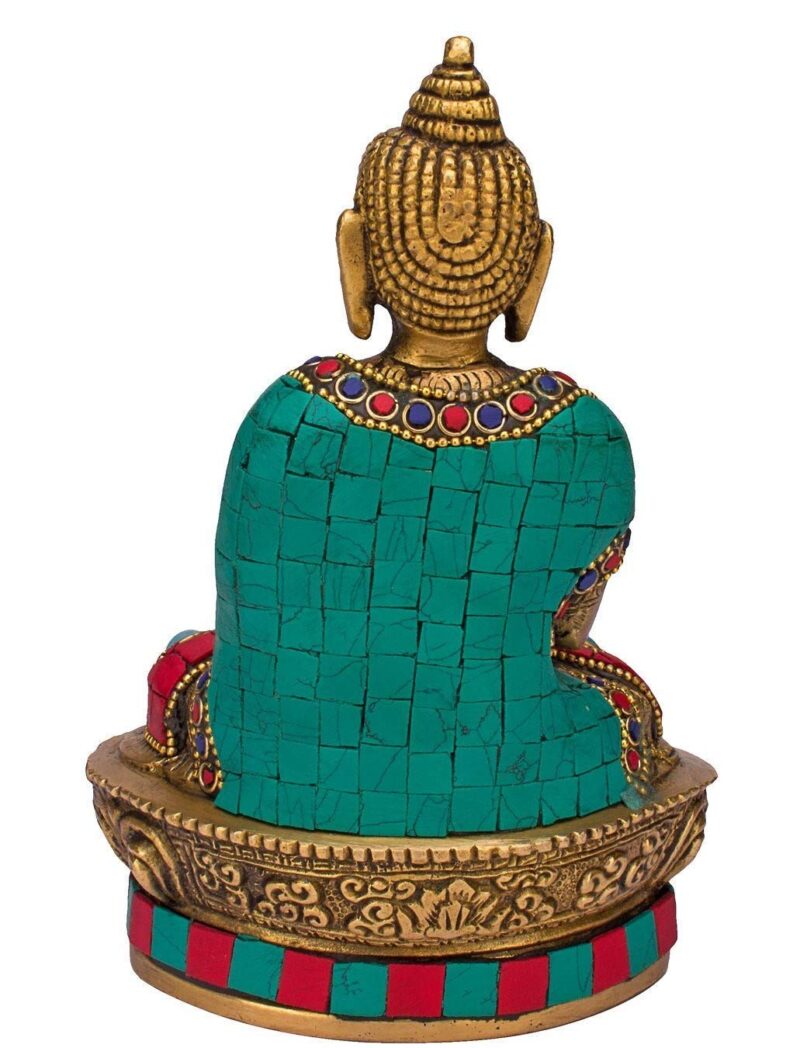 ARTVARKO Brass Buddha Vitarka Statue Multicolor Sculpture Idol for Home Decor Vastu Feng Shui Religious Gift Good Luck Idol Table Showpiece 7 Inches