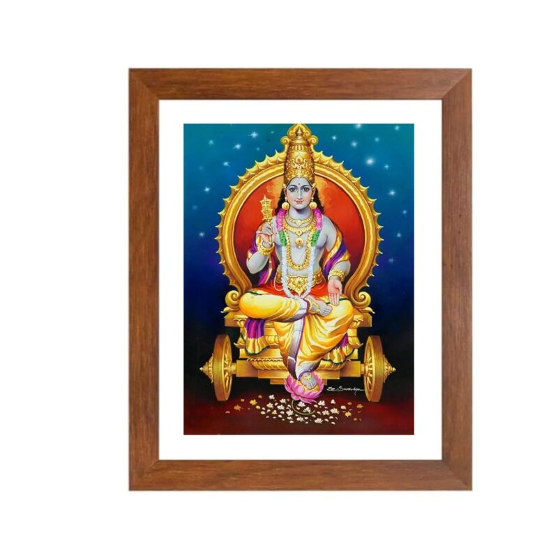 Colored Photo of Surya Dev - Hindu Sun God | Spiritual Wall Art for Home & Temple | Divine Blessings & Energy |