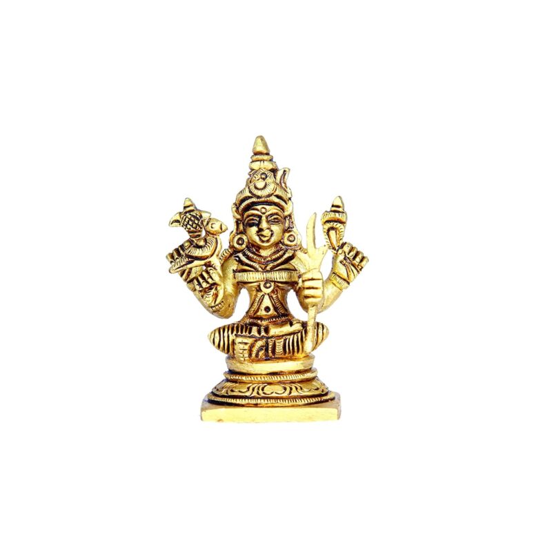 Aalayam Selveer Kamakshi Amman Idol | Kamatchi Amman Statue Small | Small Kanchi Kamakshi Brass Idol | Kamatchi Amman Idol | Kamakshi Idol Brass Height 7cm Gold Colour 1 Piece