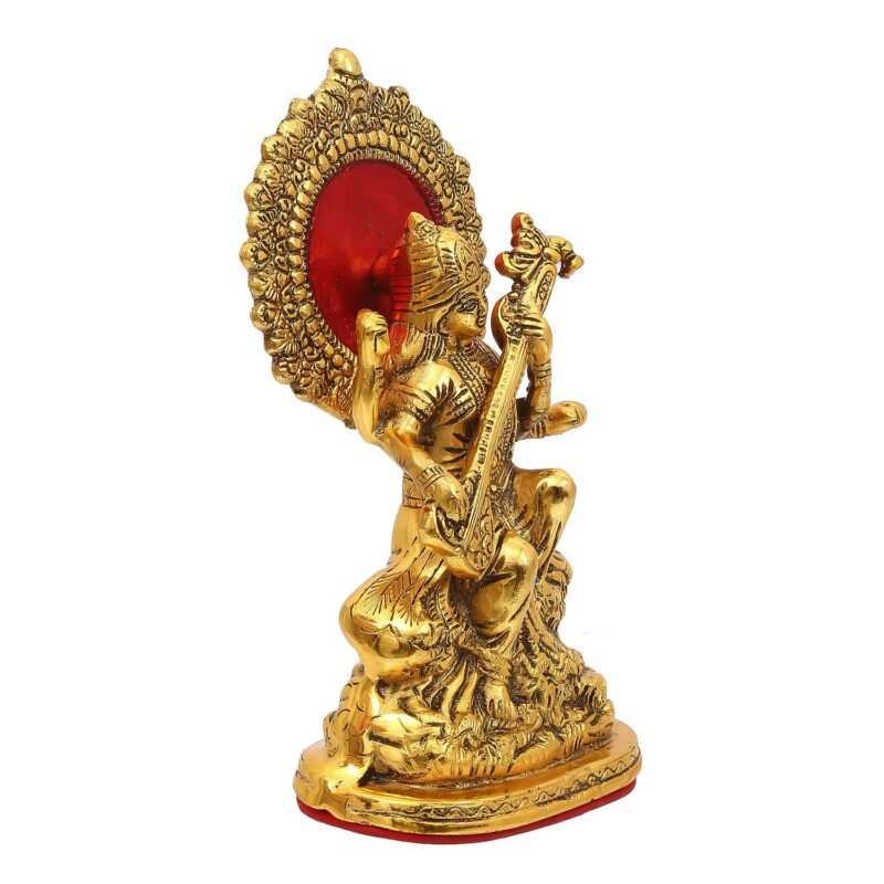 JaipurCrafts Premium Gold plated Saraswati Idol Murti Statue for Home and Pooja Decor| Saraswati Murti for Gift