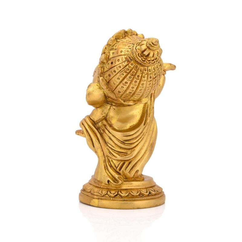 Collectible India Brass Ganpati Idol Sculpture, 5'' x 3.8'', Golden (Model Number: GBS195)