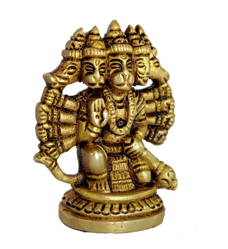 ESPLANADE Brass Panchmukhi Hanuman Anjaneya Pavan Putra Bajrangbali Idol Murti Moorti Statue (2.5 Inch)