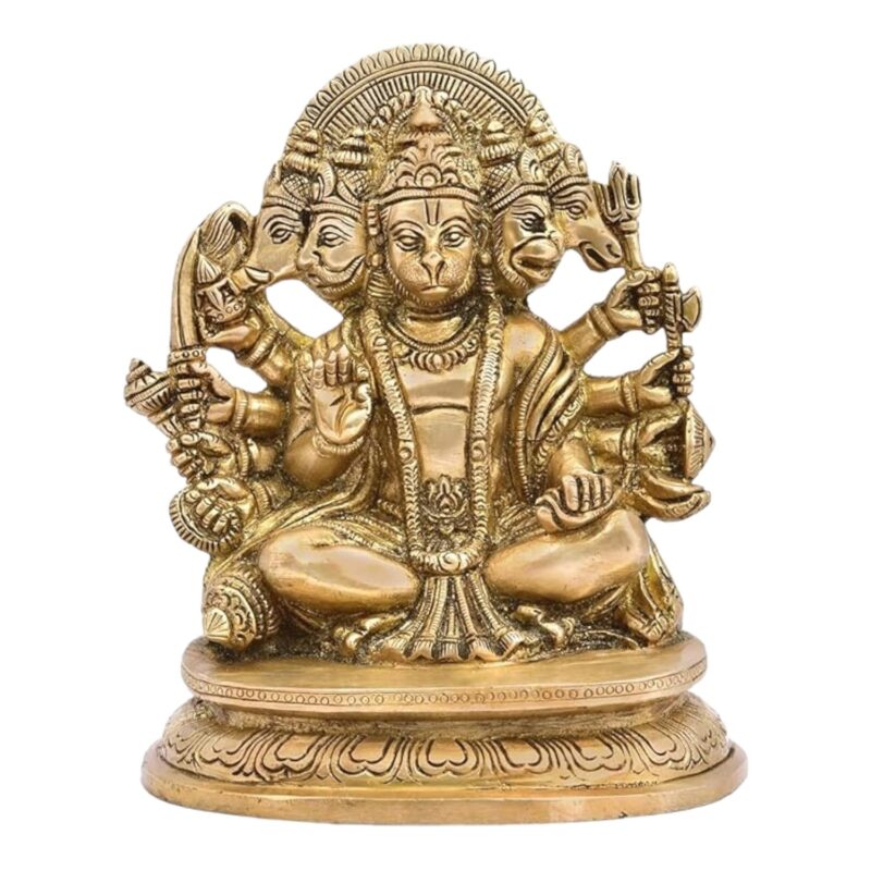 Radhika Poojan Bhandar Ashtadhatu-Brass Shri Panchmukhi Hanuman Ji Idol (4 Inch Height)