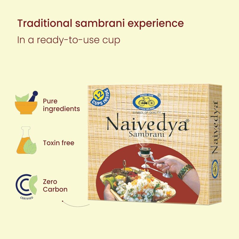 Cycle Pure Naivedya Sambrani Dhoop Cups for Pooja (48 pcs) | Havan Cups for Pooja, Home & Festivals | Natural Guggal Dhoop Original | Dhoop Cones | Pack of 4 (12 Cups/Pack + 1 Burner Plate/Pack)