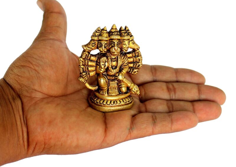 ESPLANADE Brass Panchmukhi Hanuman Anjaneya Pavan Putra Bajrangbali Idol Murti Moorti Statue (2.5 Inch)