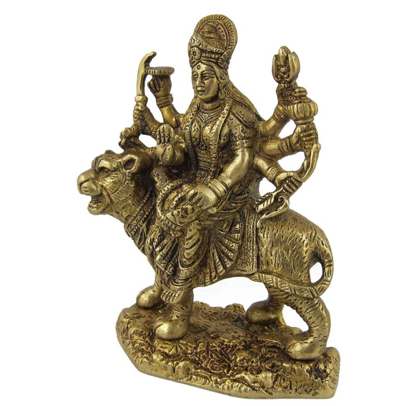 Amazon Brand - Umi Brass Durga Statue Idol On Lion for Home Decor Temple | Height : 5.7 Inches