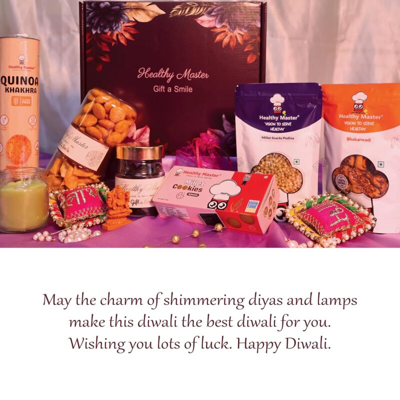 Healthy Master Box of 14 | Diwali Glow Hamper | Delights Diwali Gift Box | Healthy Snacks, Millet Balls, Cookies, Candle, Rangoli, shubh labh, Murti, Gift cards, Chocolate | Premium Diwali Gift Box | Festive Gift for Loved ones | Diwali Gift Hamper | Corporate Gift Hamper