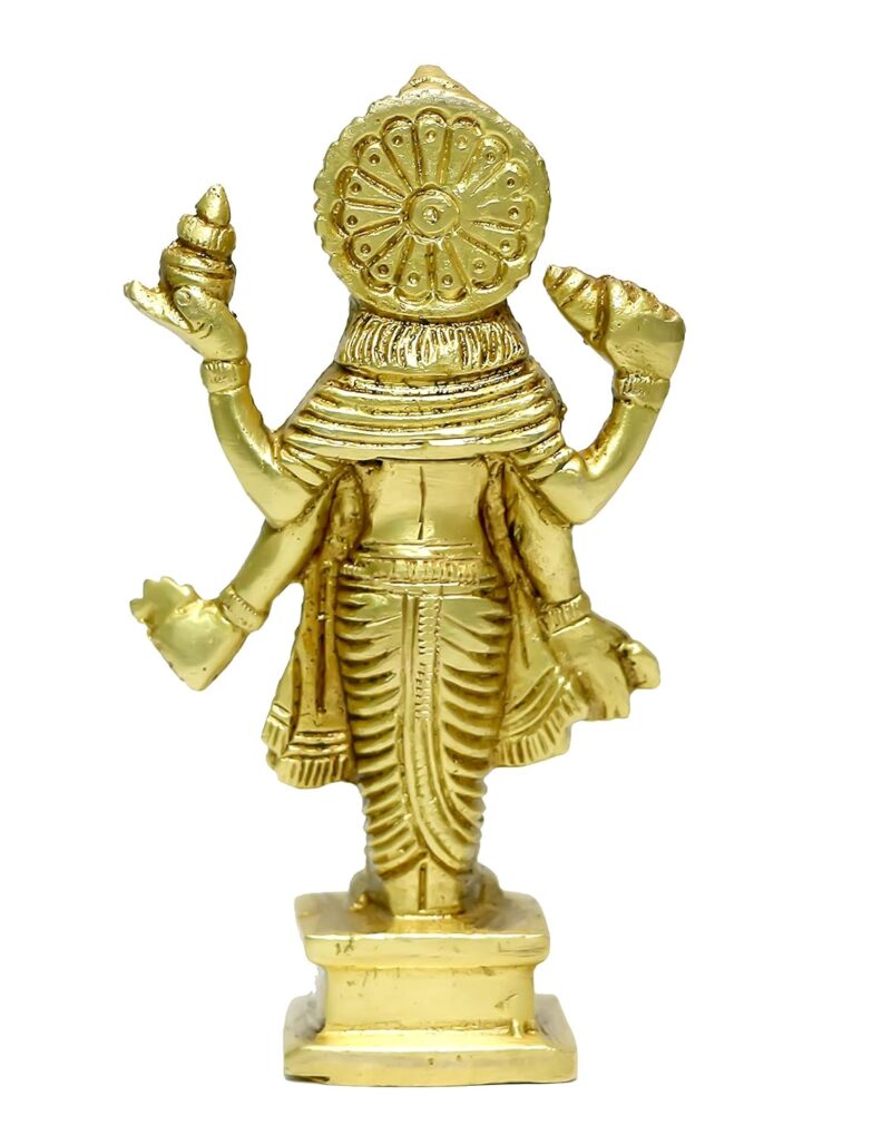 P.J.Handicrafts Brass Statue of Dhanvantari Idol of Ayurveda, Brass Lord Vishnu Avtar, for Home Decor Idol for Mandir Puja -Yellow, (Wt-300GMS)