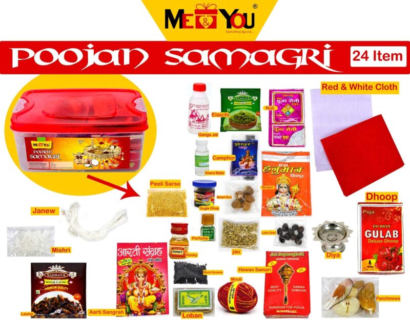 ME & YOU All in One Pooja Kit with 25 Items - Pooja Items for Special Festivals | Navratri Puja samagri kit | Pooja Samagri for Diwali, Hawan Pooja, Housewarming Pooja | Indian Festival Pooja Kit.