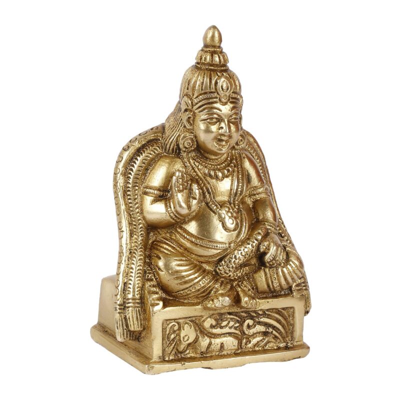 Artvarko Brass Idol Lord Kuber Sitting Statue | Murti for Pooja Room, Meditation, Prayer, Business Murti for Prosperity Money Home Décor Locker Safe Tijori