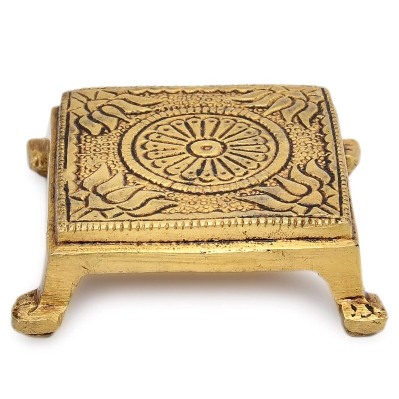 AargKraft™ Brass Pooja Mandir Chowki Peetha Peeta God's Stool - Puja Articles Size - 2.2" Inches [Very Small]