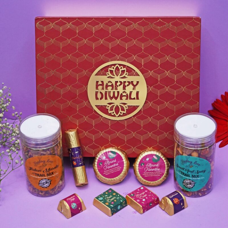 Velvet Fine Chocolates Diwali Gift Hamper | Harvest of Joy | Assorted Chocolates & Trail Mix | Perfect Diwali Gift | Festive Delight | Pack of 1