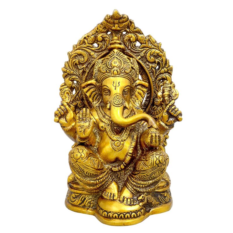 Amazon Brand - Umi Lord Ganesha Brass Statue Idol Statue Murti, Height : 9 inch