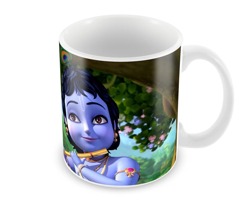 BeyondTrendz Little Krishna Printed Devotional Gift Ceramic Coffee Mug & Tea Cup (350 ml, 11 oz)