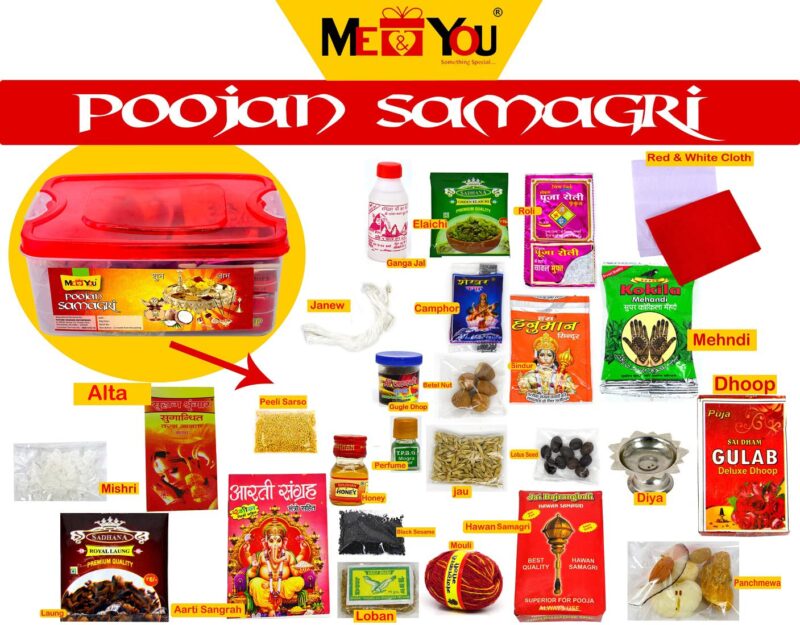 ME & YOU All in One Pooja Kit with 25 Items - Pooja Items for Special Festivals | Pooja Samagri for Navratri, Diwali, Hawan Pooja, Housewarming Pooja | Indian Festival Pooja Kit.