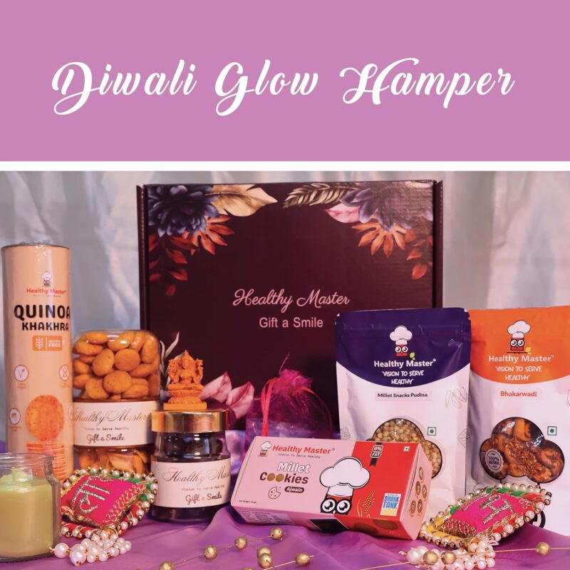 Healthy Master Box of 14 | Diwali Glow Hamper | Delights Diwali Gift Box | Healthy Snacks, Millet Balls, Cookies, Candle, Rangoli, shubh labh, Murti, Gift cards, Chocolate | Premium Diwali Gift Box | Festive Gift for Loved ones | Diwali Gift Hamper | Corporate Gift Hamper