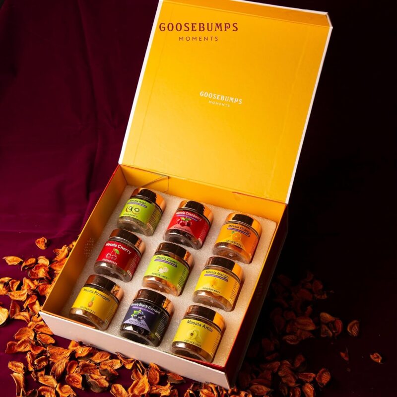 Goosebumps Carnival Diwali Gift Box of Pack of 9 | Celebration Gift Box | Gift Hamper For Friends and Family | Corporate Diwali Gift Box | Assorted Mix of Masala Fruits 55g| Perfect Festive Gift for Family & Friends| Gift Hamper | Ideal Gift for All Occasions I Personal Gift Box | Premium Gift Hamper, 495g