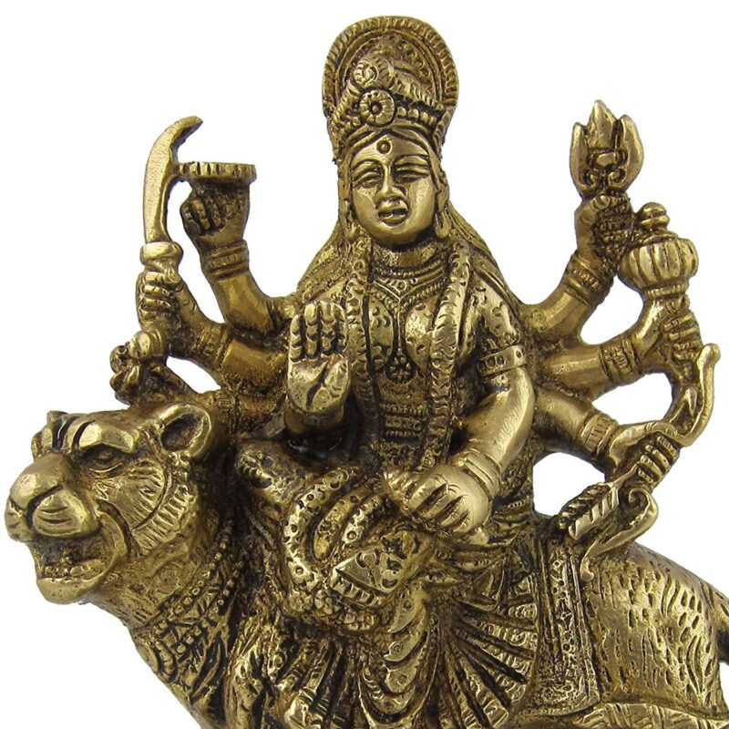 Amazon Brand - Umi Brass Durga Statue Idol On Lion for Home Decor Temple | Height : 5.7 Inches