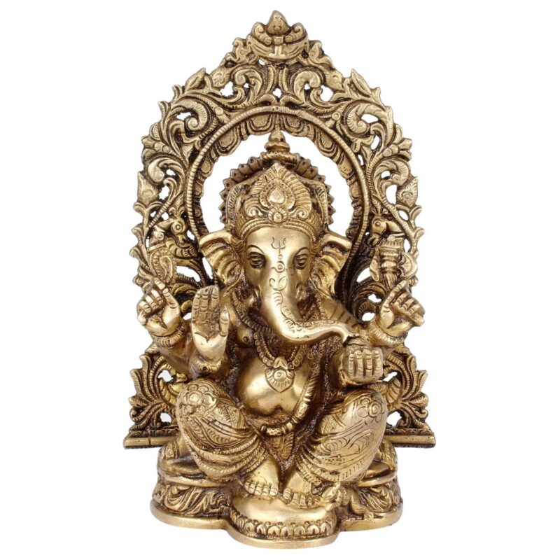 ARTVARKO Brass Ganesh Idol Statue Elephant Murti God Ganesha Vinayak Ganpati Sitting Sculpture Bhagwan Entrance Home Warming Vastu Décor Height 7.5 Inch