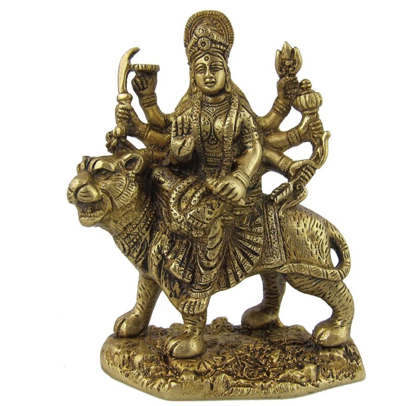 Amazon Brand - Umi Brass Durga Statue Idol On Lion for Home Decor Temple | Height : 5.7 Inches