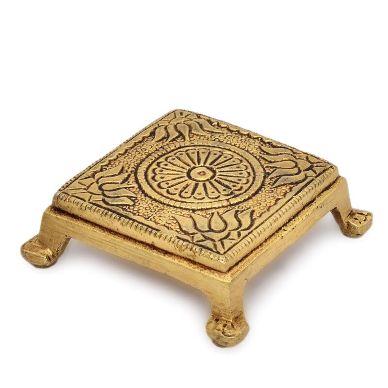 AargKraft™ Brass Pooja Mandir Chowki Peetha Peeta God's Stool - Puja Articles Size - 2.2" Inches [Very Small]