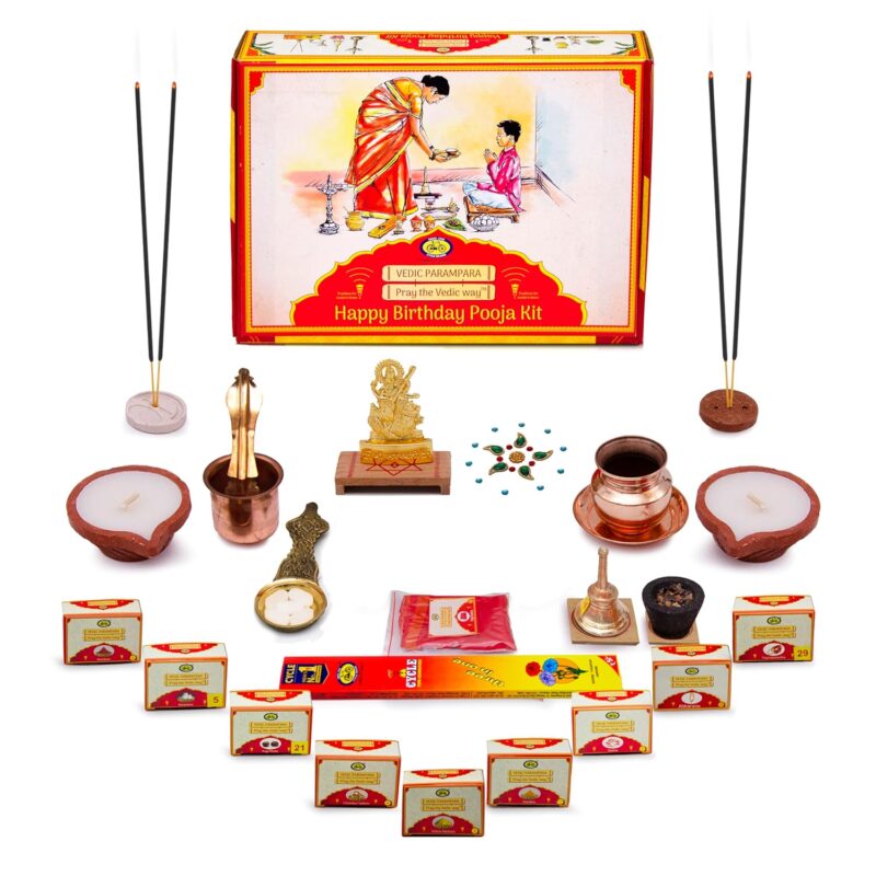 Cycle Pure Vedic Parampara Happy Birthday Pooja Kit, with complete Puja Samagri, Instructions (Pooja Vidhi)