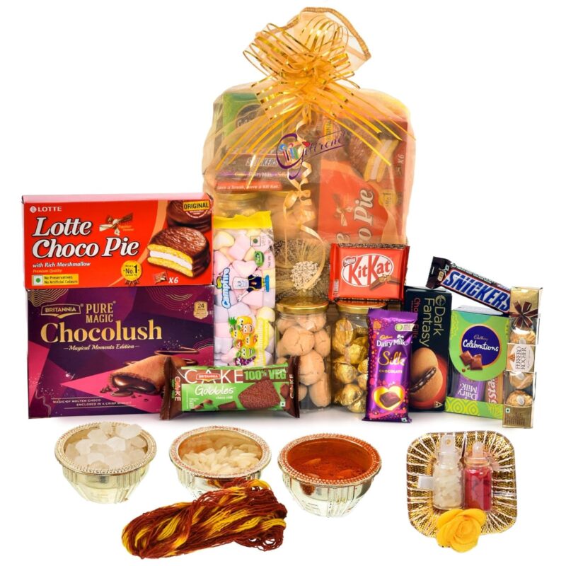 Giftrend Bhaidooj Tilak & Chocolate Gift Set for Brother | Festive Tilak and Chocolate Hamper for Bhaidooj Celebrations Sweet Bond