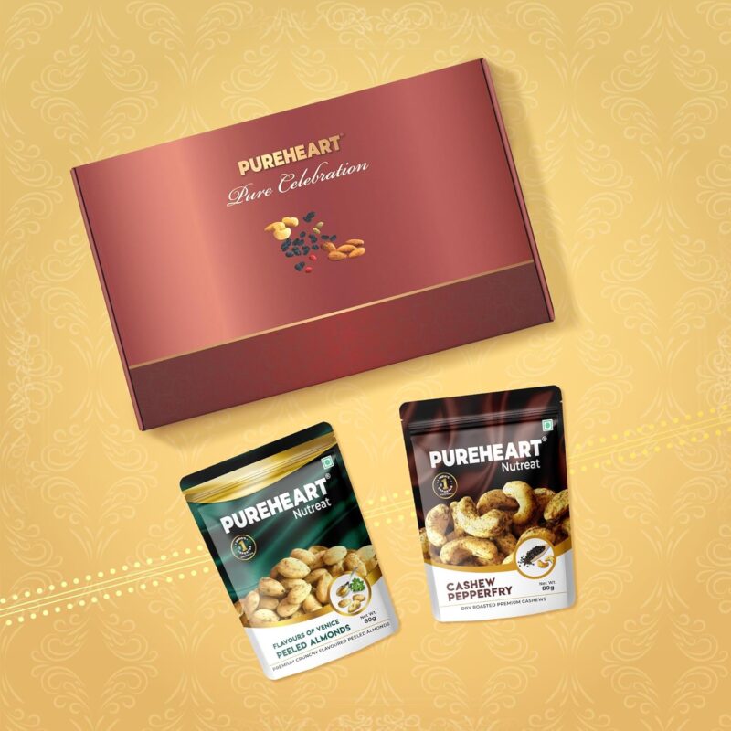 PUREHEART Pure Celebration Premium Diwali Gift Box | Dry Fruits Pack | Corporate Gift Hamper | Pepperfry Cashews & Peeled Almonds |Chocolate |Card | Decoration Lord Ganesh Metal Diya | Festive Gifting