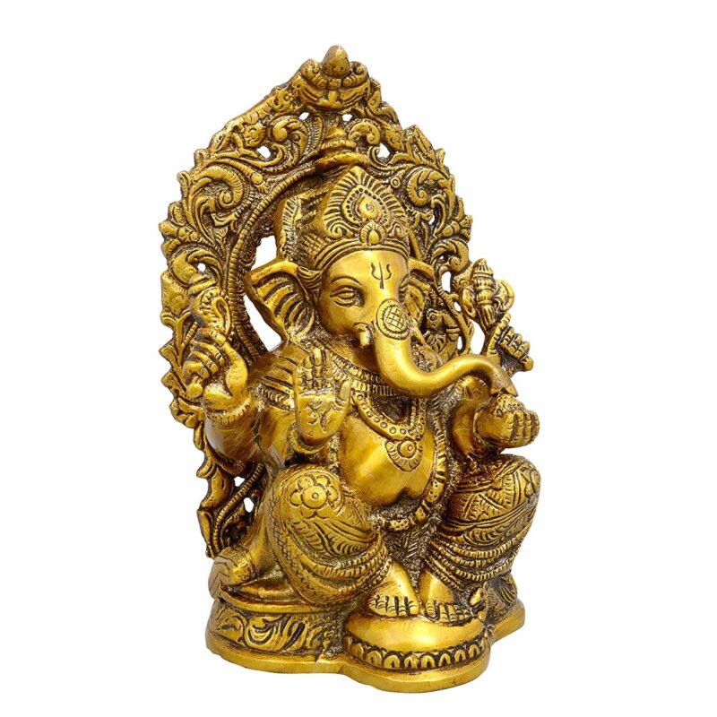 Amazon Brand - Umi Lord Ganesha Brass Statue Idol Statue Murti, Height : 9 inch