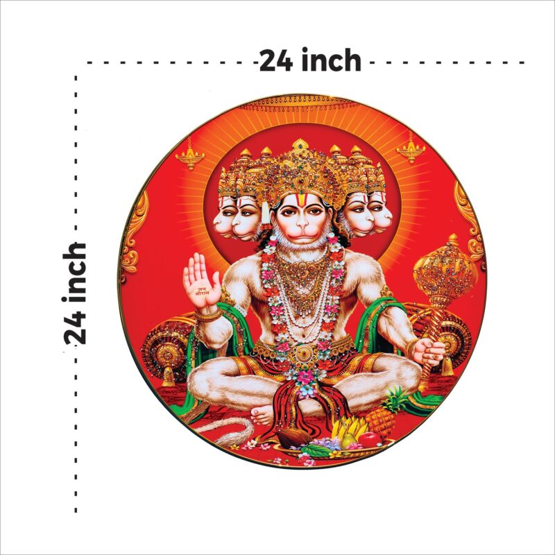 DECOR DADDY Large Round God Hanumaan Painting – Modern Crystal Art, Hindu God Wall Decor, Spiritual Home Decor (Multicolor)(24x24 inch)