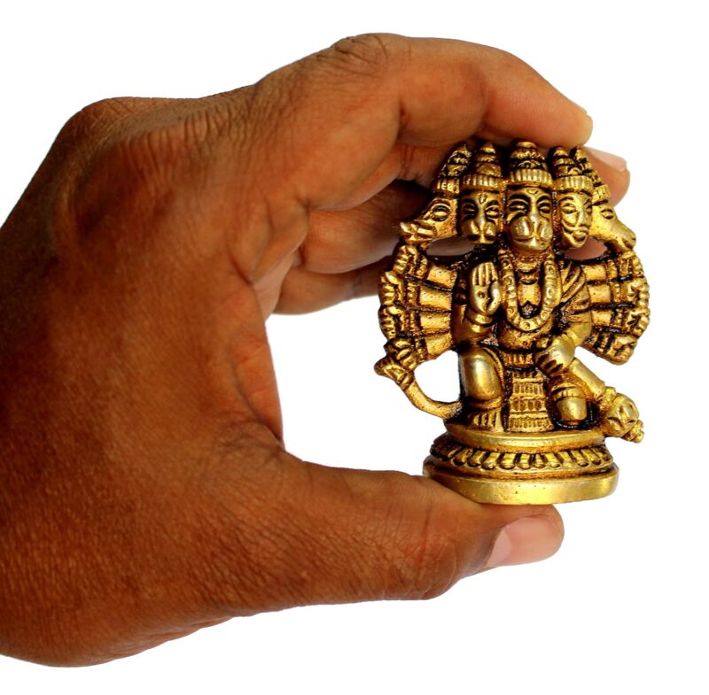 ESPLANADE Brass Panchmukhi Hanuman Anjaneya Pavan Putra Bajrangbali Idol Murti Moorti Statue (2.5 Inch)