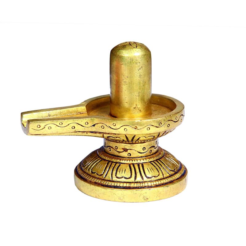 anciently Brass Shivling Mini | Mini Brass Shiva Lingam | Brass Sivalingam for Puja Mini | Shivling for Pooja Brass 5CM Height Brass Gold Colour 1 Piece