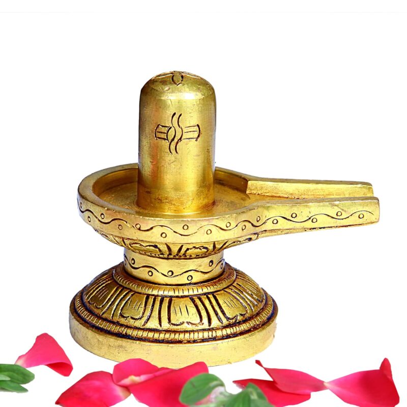 anciently Brass Shivling Mini | Mini Brass Shiva Lingam | Brass Sivalingam for Puja Mini | Shivling for Pooja Brass 5CM Height Brass Gold Colour 1 Piece