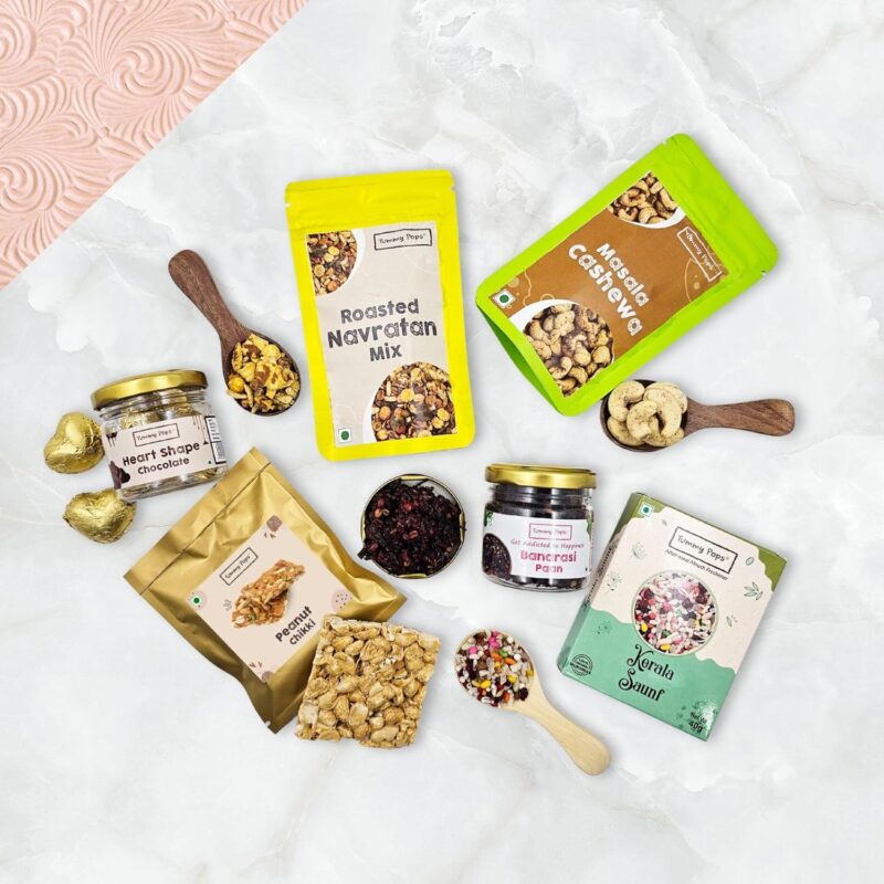 Tummy Pops Diwali Gift Hamper | Assorted Healthy Gourmet Snacks Combo Box of Mukhwas, Dryfruits, Chocolates, Snacks, Peanut Chikki with Greeting Card | Corporate Gift Hamper | Festive Hamper