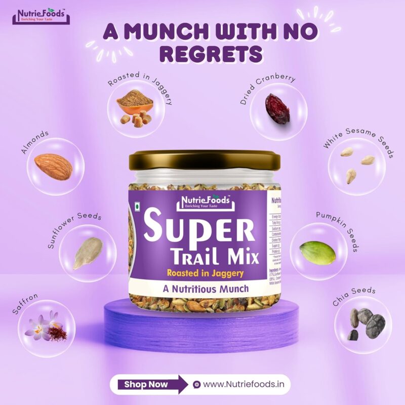 "NUTRIEFOODS" Enriching Your Taste Utsav-Celebrating Traditions Premium Gift Hamper with Dryfruit Trail Mixes- Super Trail Mix, 7 in 1 Seed Mix, Antioxidant Berry Mix, Tropical Fruit Mix, Millet Pancake- Dark Chocolate and Millet Mix Snack, 2 Diya and Reusable Box, Festive Hamper