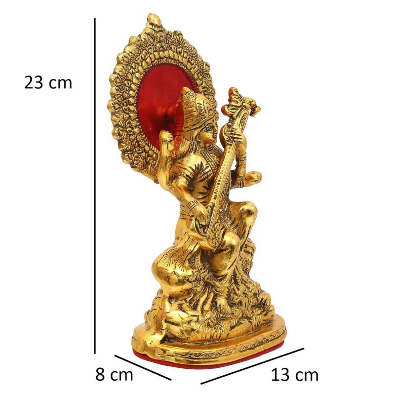 JaipurCrafts Premium Gold plated Saraswati Idol Murti Statue for Home and Pooja Decor| Saraswati Murti for Gift