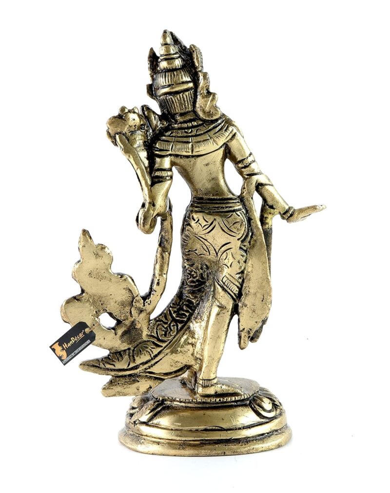 Two Moustaches Standing Tara Devi 5 Inches Brass Statue, Tara Devi Idol, Living Room Decor, Goddess Tara Statue, Standard, Pack of 1