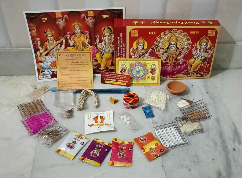 Diwali Puja Kit | Laxmi-Ganesh Pooja Kit with Poster | Dipawali Pujan Samagri for Home and Office Diwali Puja (Whole Kit) (31-Items)