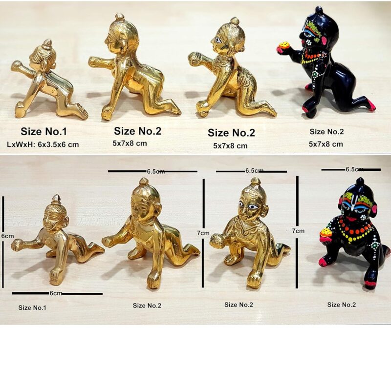 StonKraft - Brass Laddoo Gopal Baby Krishna Murti Idol Statue Sculpture (5.5 cm)