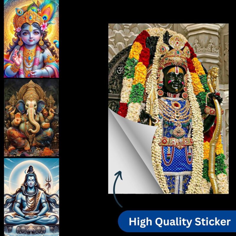 Hindu God Decorative Wall Stickers | Self Adhesive, Just Peel & Stick - Unframed (Combo Pack of 4)